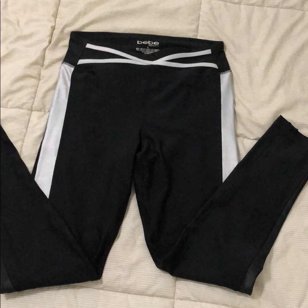 BEBE sport Black and holographic workout pants